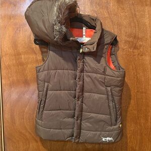 Burton Brown Hooded Puffer Vest